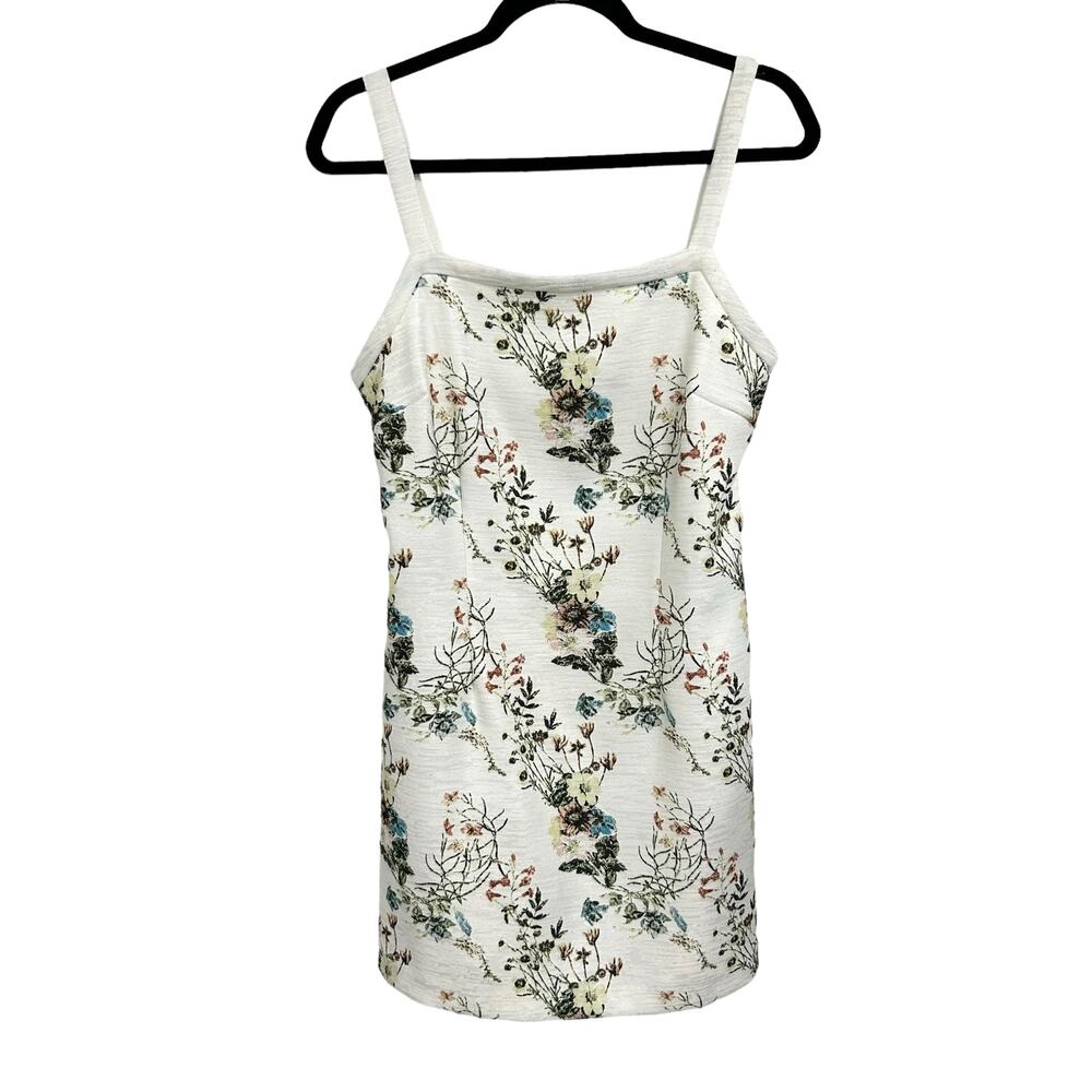 Lucy Paris White Multicolor Floral Print Sleeveless Shift Dress Womens Large